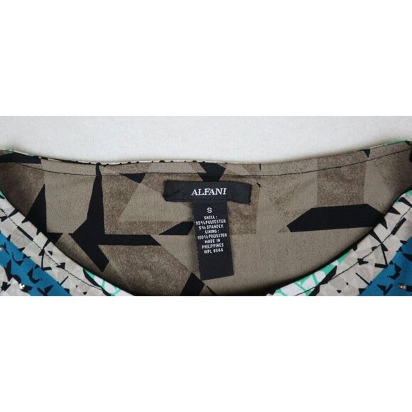 ALFANI - WOMEN'S BROWN PRINT 3/4 SLEEVE KNIT TOP - SIZE S - Picture 4 of 5